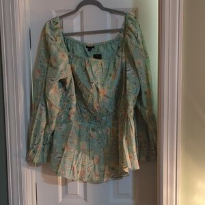 Torrid Mint Floral Blouse